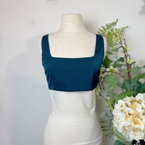 NIA The Brand Emerald Green Square-Neck Crop Top | Medium